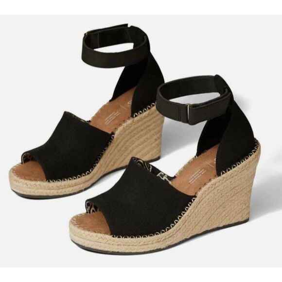 Tom's Marisol Peep Toe Wedge Sandals ‎ Size 8.5 NWOT - Picture 1 of 9